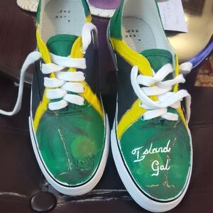 Green and Yellow Canvas Sneakers